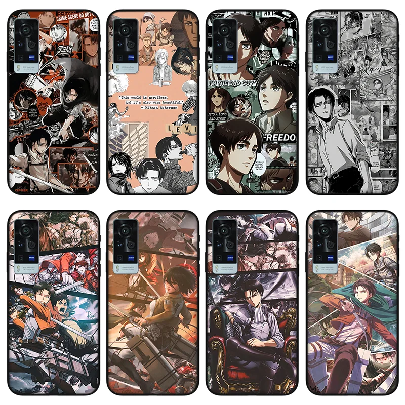 

Anime Giant Eren Rivaill Phone case for vivo X60 X50 pro plus S10 S9 S7 S6 Black silicone case for iQOO 8 Pro 7 5 Bumper case