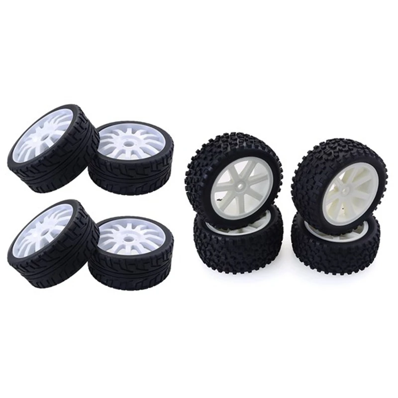 

8Pcs 1/10 RC Truck Rubber Tire Wheel Tyre Alloy Wheel Rims Replacement Tire