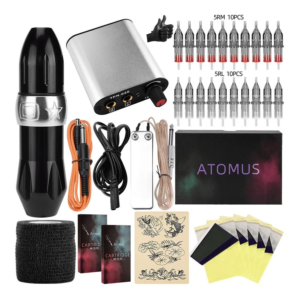 

Professional Tattoo Pen Kit Set Mini Power Machine Permanent Makeup Cartridges Needles Tattoo Body Art for Beginner Accessories