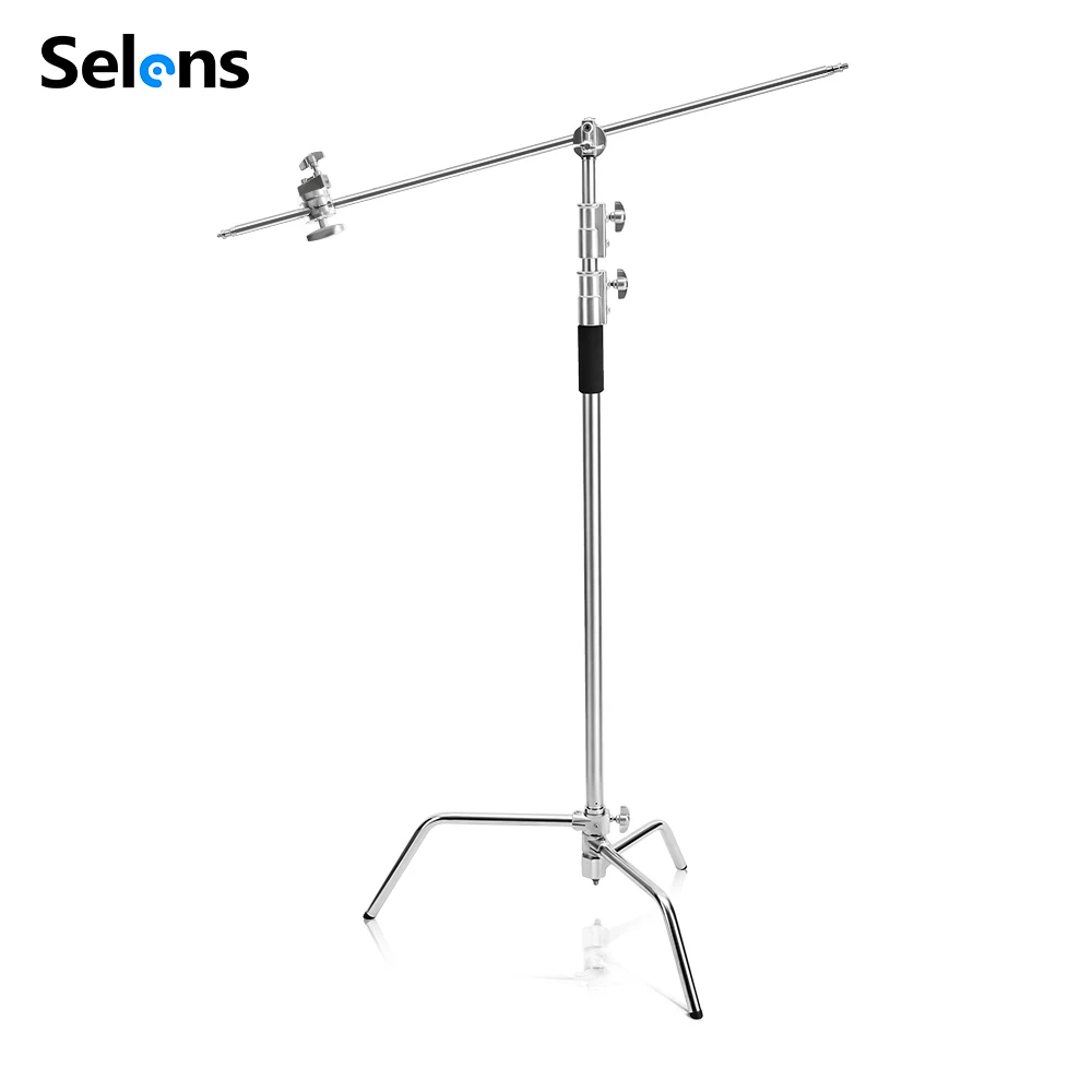 Heavy Duty Stainless Steel light stand backdrop stand C-Stand with Hold Arm and Grip Head for Photography Reflectors/Softboxes