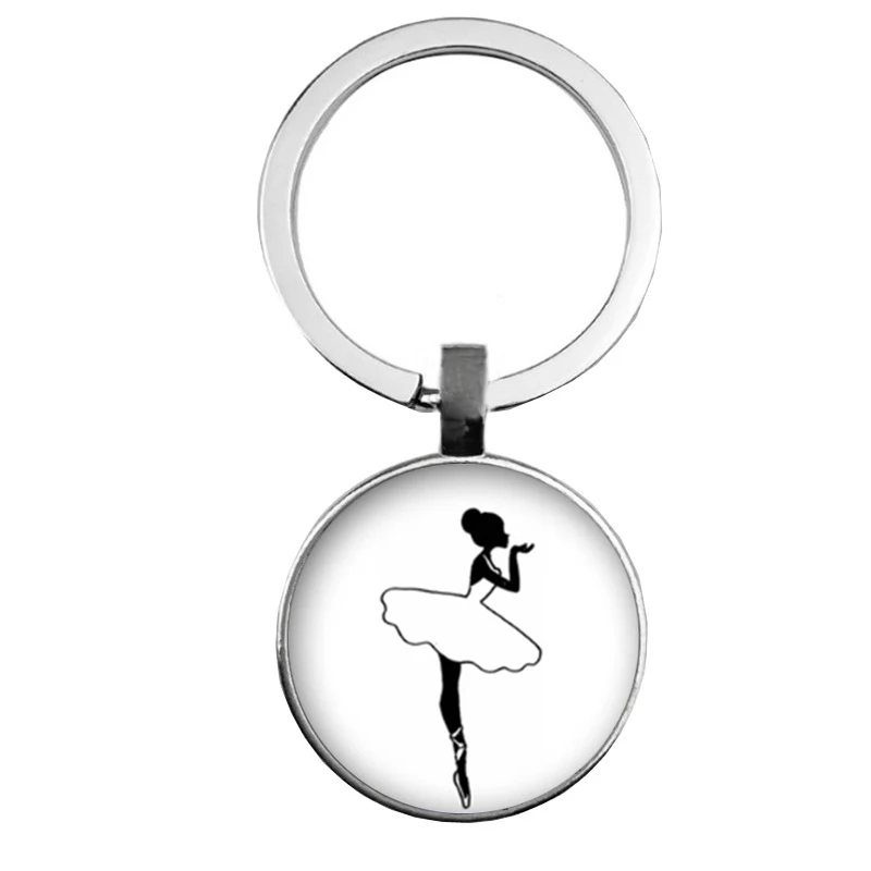 Брелок для ключей со стеклянной выпуклой балериной девушкой брелок с рисунком