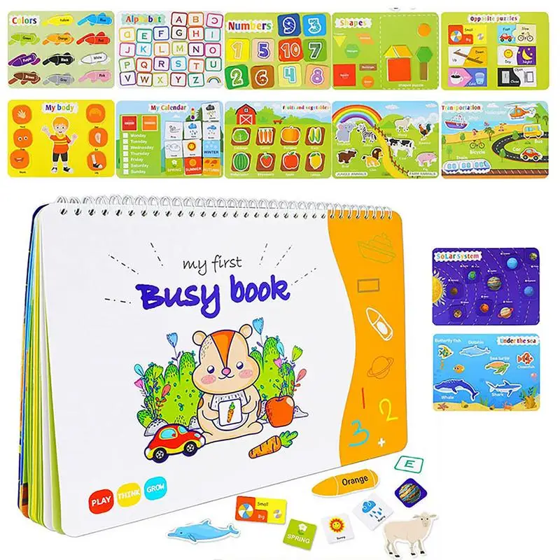 

Baby Montessori Toddler Book Toddlers Busy Book 0-6 Educational Children Kids DIY Sticker Toy Interactive Book