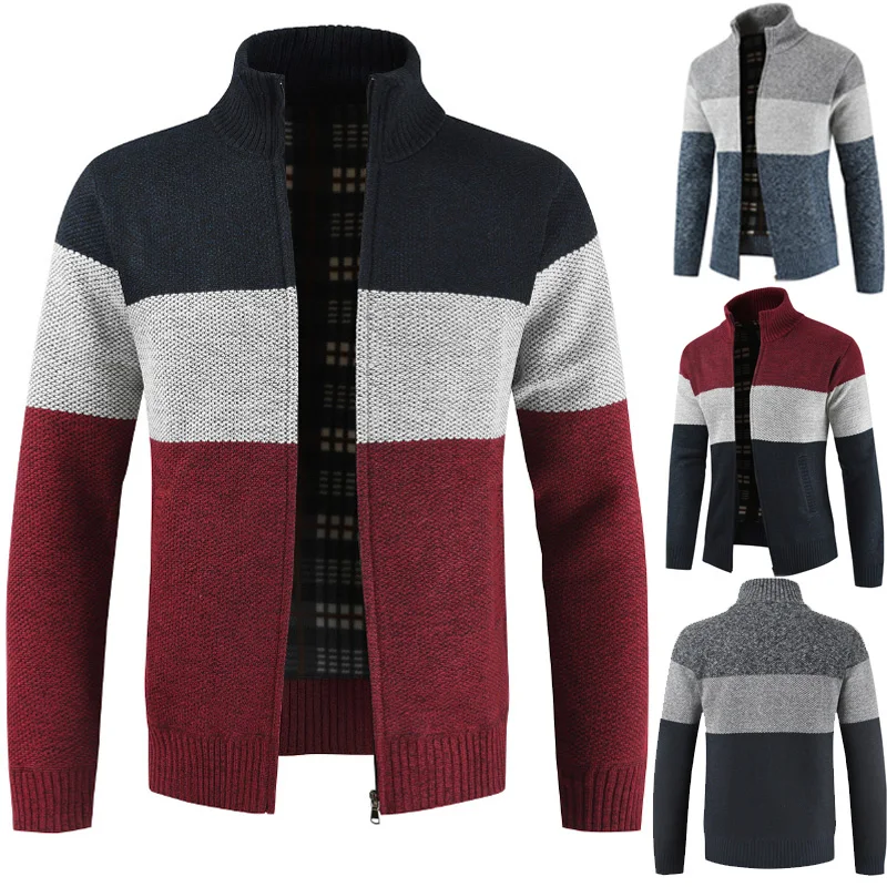 

Джемпер мужской вязаный, плотный Повседневный пуловер, деловой свитер, модный теплый кардиган свободного покроя, на флисе, на осень/зиму