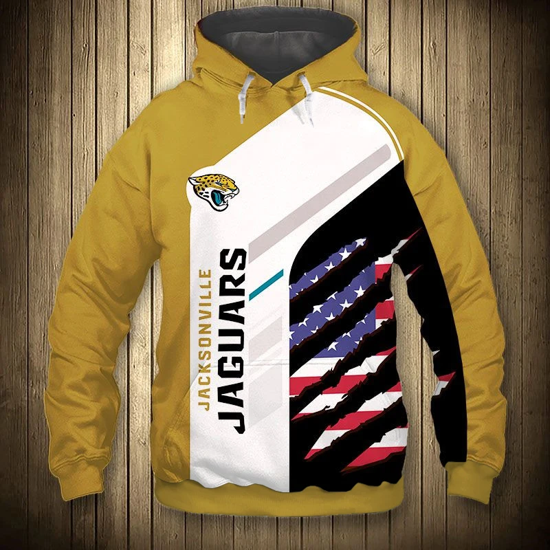 

Fashion Jacksonville Men's casual 3D sweatshirts Stitching design American flag roaring leopard print Jaguars hoodies