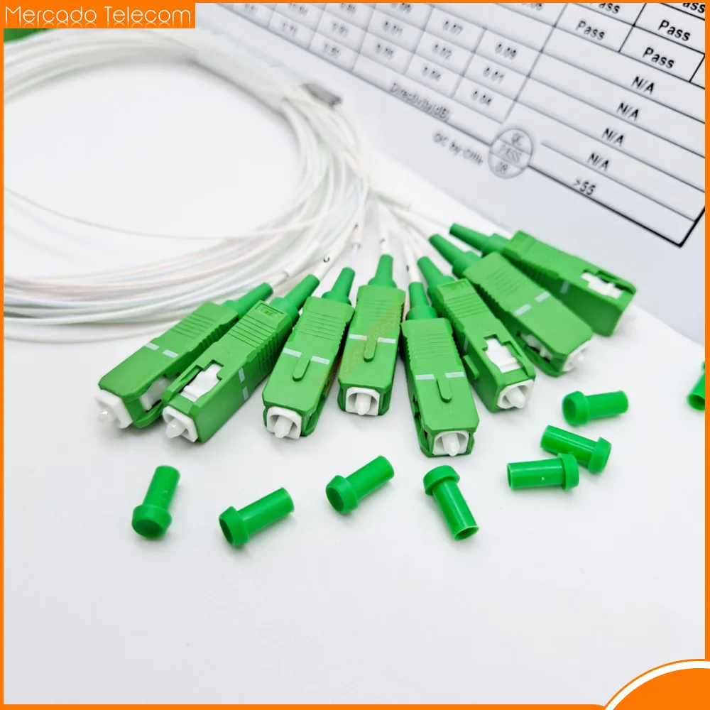 

Бесплатная доставка 10 шт./лот 1X8 PLC SC/APC SM 0,9 мм G657A1 ПВХ 1 м FTTH волоконно-оптический сплиттер