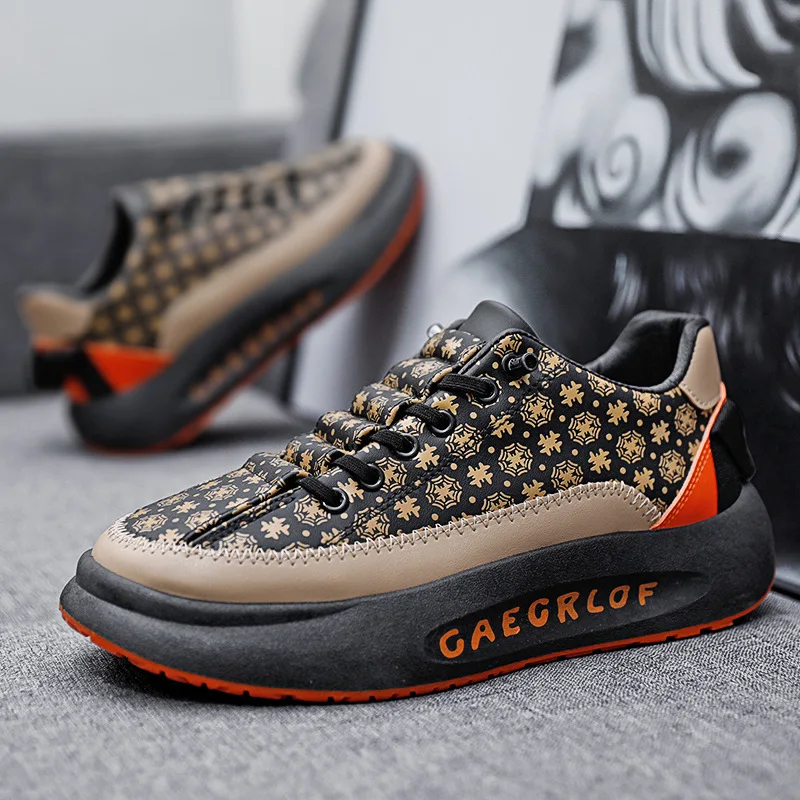 Printed Men Casual Shoes  Platform  Walking Flats Fashion Sports Casual Outdoor Breathable Sneakers Vulcanize Men Running Shoes