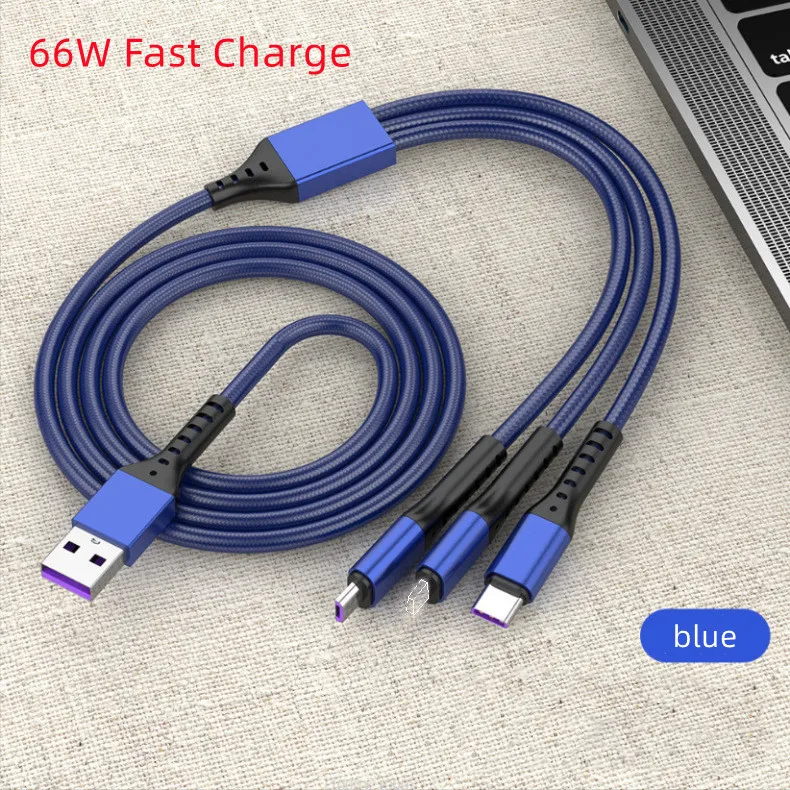 

USB-кабель 3 в 1, 66 Вт, 5 А, для iPhone, Huawei, Samsung 13, 12, 11 Pro