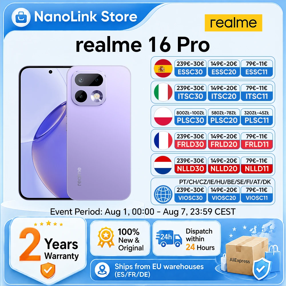 realme 16 Pro 5g Smartphone Mediatek Dimensity 7300 Max 6500Mah Battery 45W 6.78
