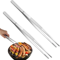 2pcs kitchen tweezers grill tongs stainless steel long chef food clip bbq meat beef tong bar bartending tweezer 30cm
