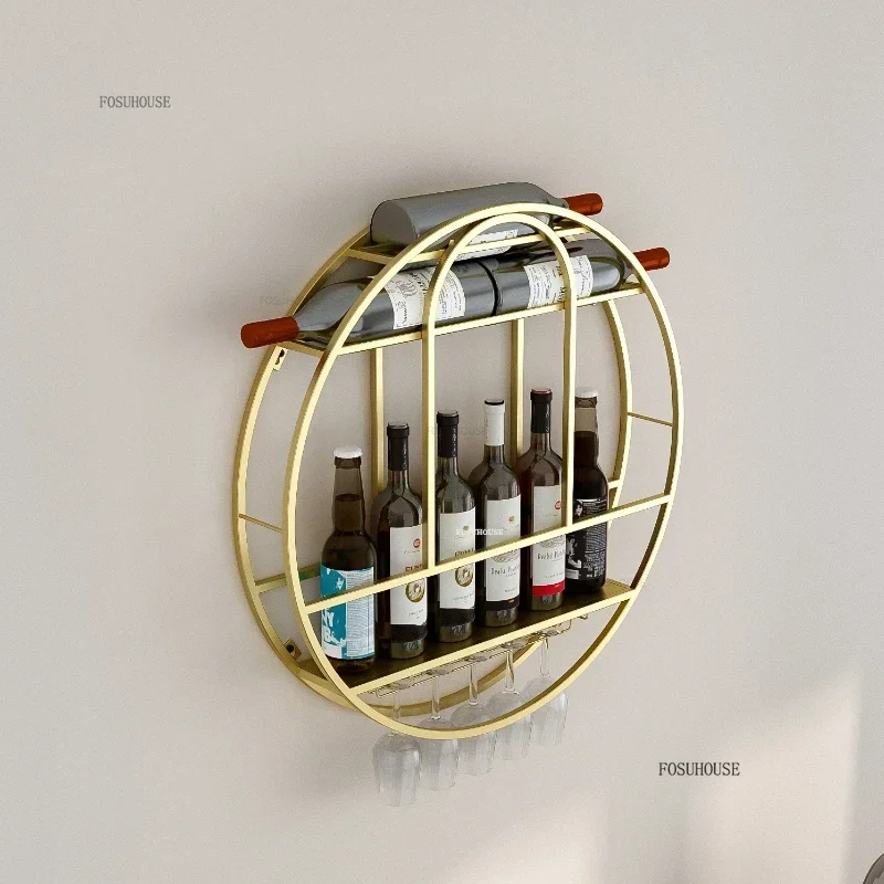 Современная барная мебель скандинавская круглая настенная винная полка