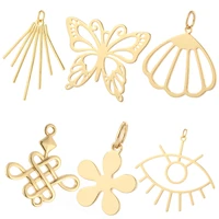 butterfly flowers hollow blank jewelry making charms for earring necklace bracelet designer diy pendant gold color accessories