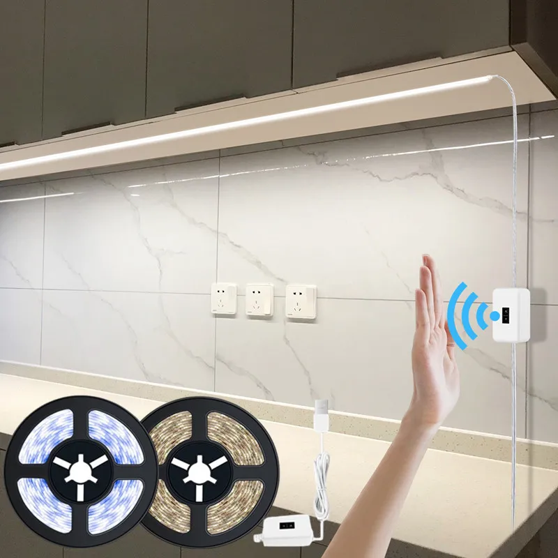 

LED Strip Waterproof Closet Light USB 5V Backlight TV Kitchen Bedroom Night Lamp Hand Sweep Sensor Under Cabinet Lamp 1/2/3/4/5M