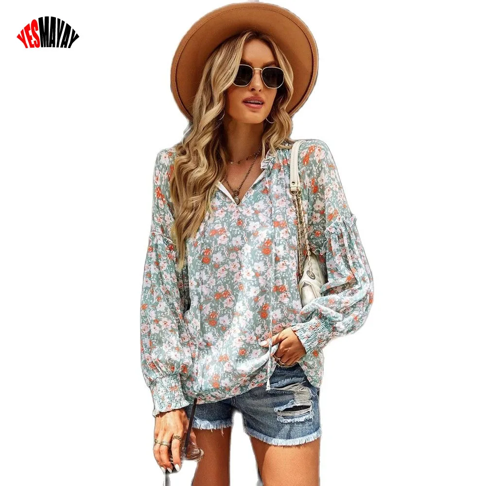

Женская блузка с длинным рукавом, модные повседневные Дамские топы с принтом, женская рубашка в стиле оверсайз на весну и осень, женская одежда, Blusas Mujer, 2022