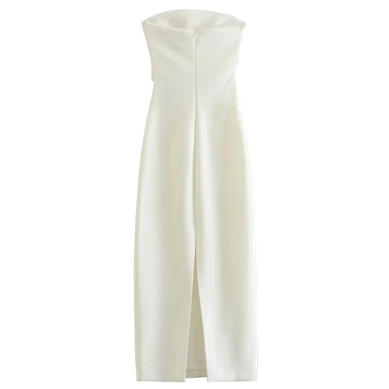 Платье женское летнее без бретелек с оборками и открытой спиной