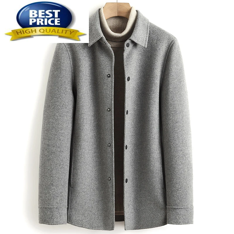 

Woolen High Quality Coat Men's Short Woolen Jacket Slim Casual Jacket Men's Double-sided Woolen Clothes Chaqueta Hombre FCY1457
