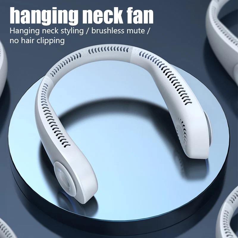 Portable Lazy Bladeless Hanging Neck Fan Rechargeable Wearable Head Fan Hands Free USB Mini Fan Traveling Outdoor Sports Fans