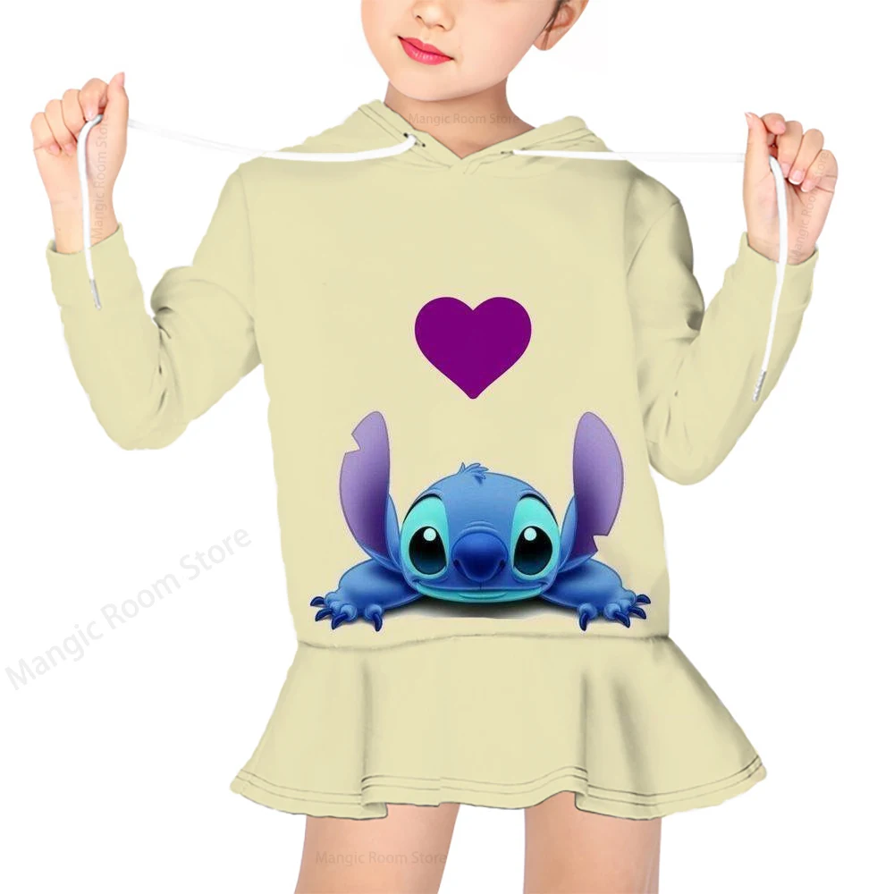 

Disney Girls Cartoon Printing Fashion Hoodie Casual Cute Sweater Female Stitch Cartoon Round Neck Long Sleeves