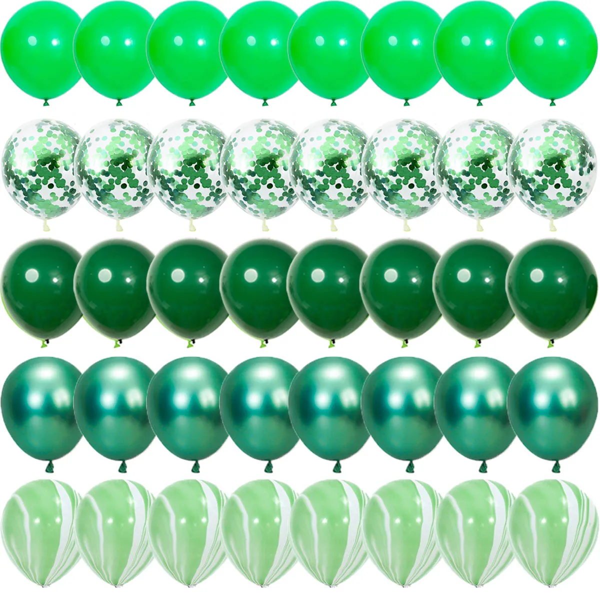 

Зеленые матовые латексные шары с конфетти 40 шт