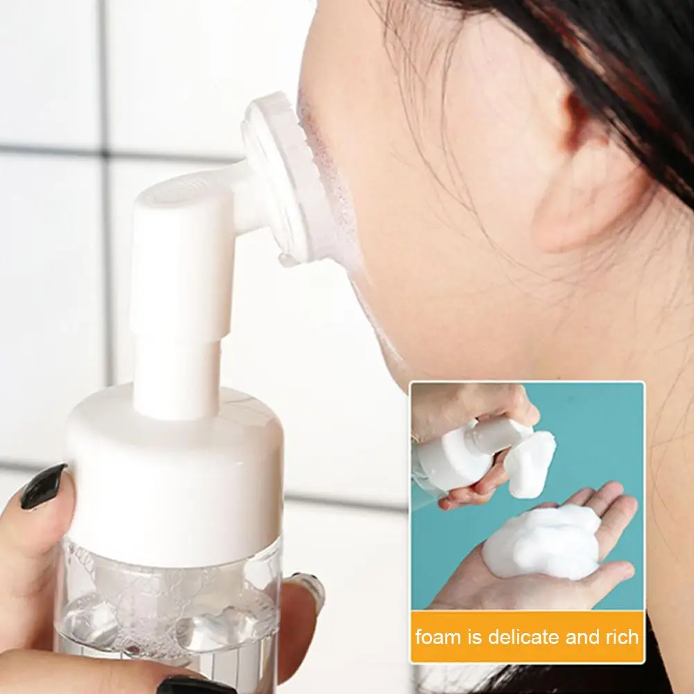 

150ml Soap Foaming Bottle Facial Cleanser Foam Sparkling Face Wash Mousse Pump Clean Containers Brush Silicone H5G7