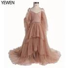 Платья для девочек, из Мягкого Тюля, с V-образным вырезом, с цветочным принтом, праздничное платье принцессы, фото платье для съемки