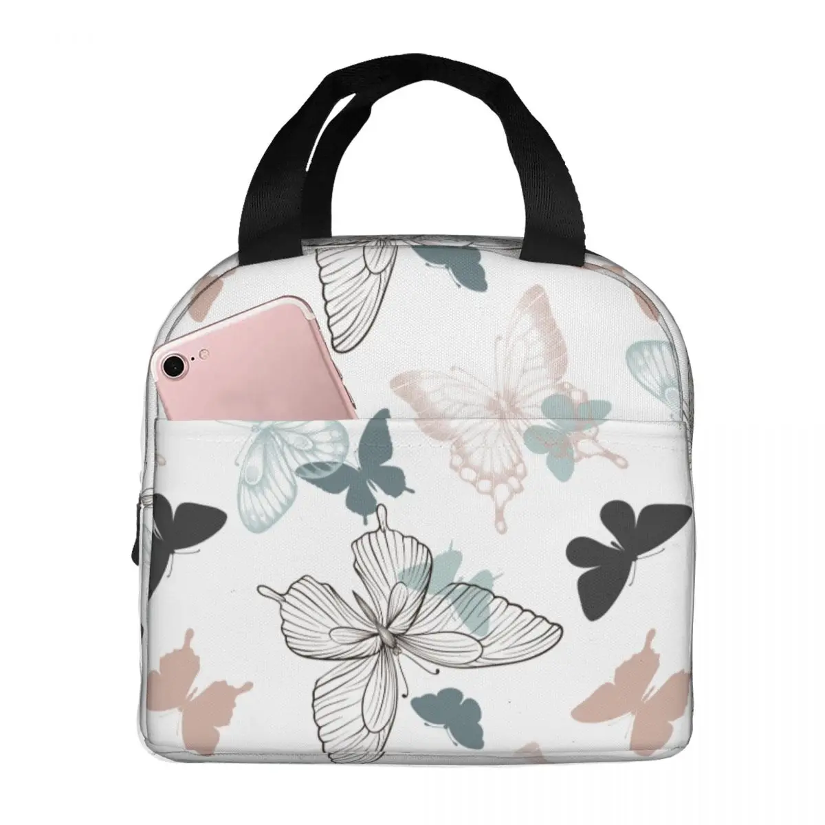 

Lunch Bags for Women Kids Butterfly Thermal Cooler Bag Portable Picnic School Canvas Tote Food Storage Bags