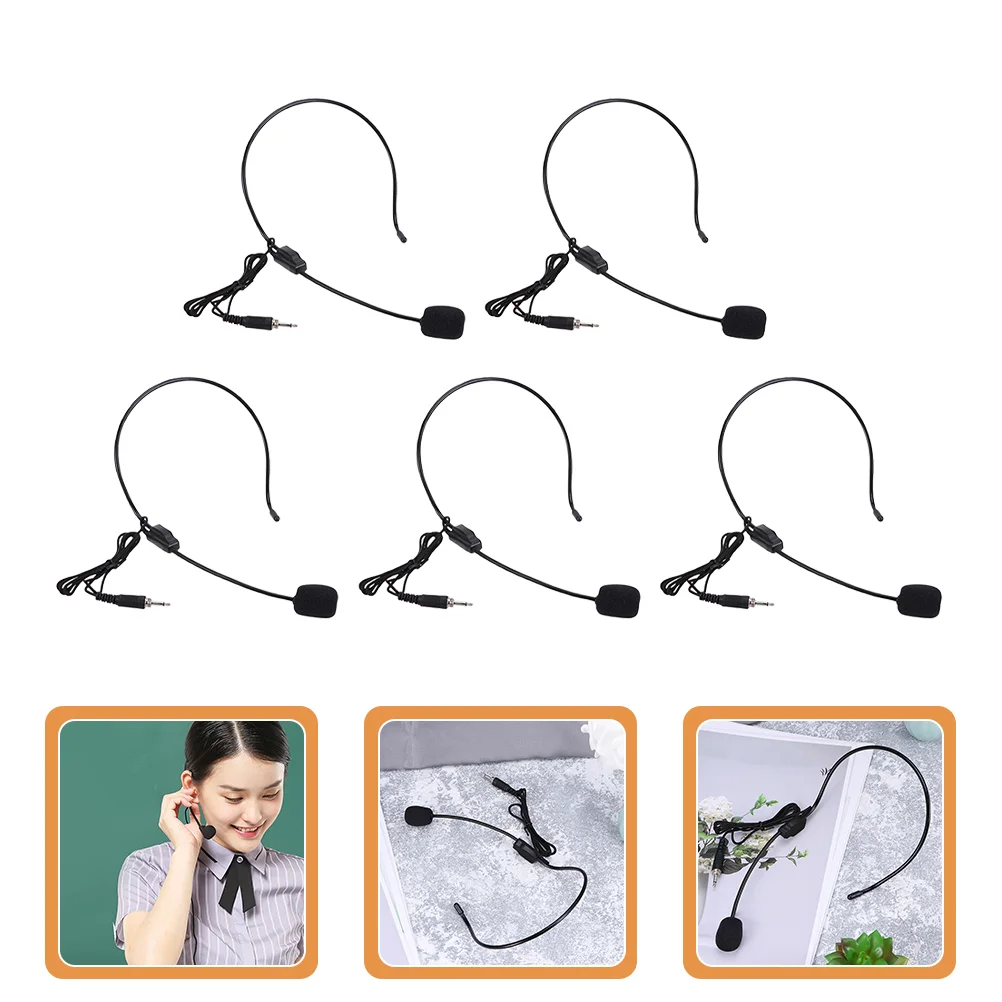 

5Pcs Tour Guide Flexible Speaker Instructor Voice Amplifier Wired Headset Microphone