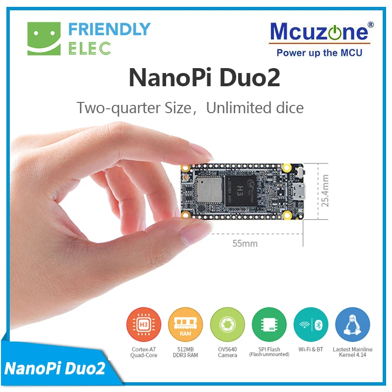 FriendlyELEC NanoPi DUO2 512M Allwinner H3 Cortex-A7 WiFi Bluetooth модуль UbuntuCore легкий вес IoT приложения