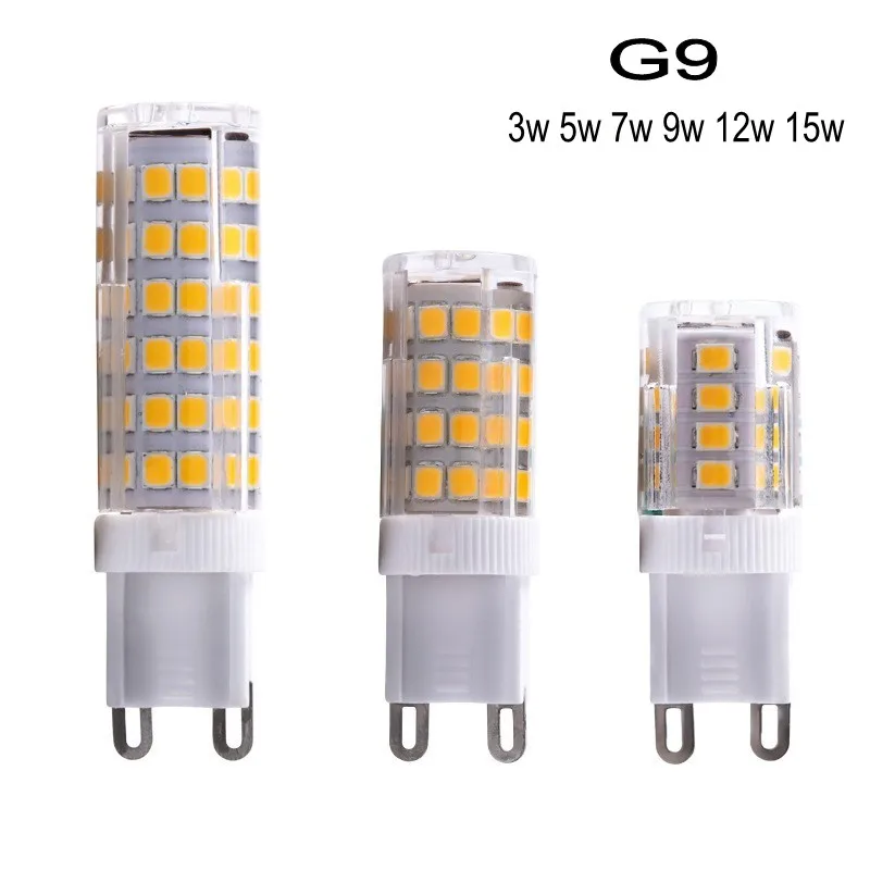 Светодиодная лампа G9 SMD2835, Керамический прожектор холодного и теплого белого света, 220 В переменного тока, 5 Вт, 7 Вт, 9 Вт, 12 Вт