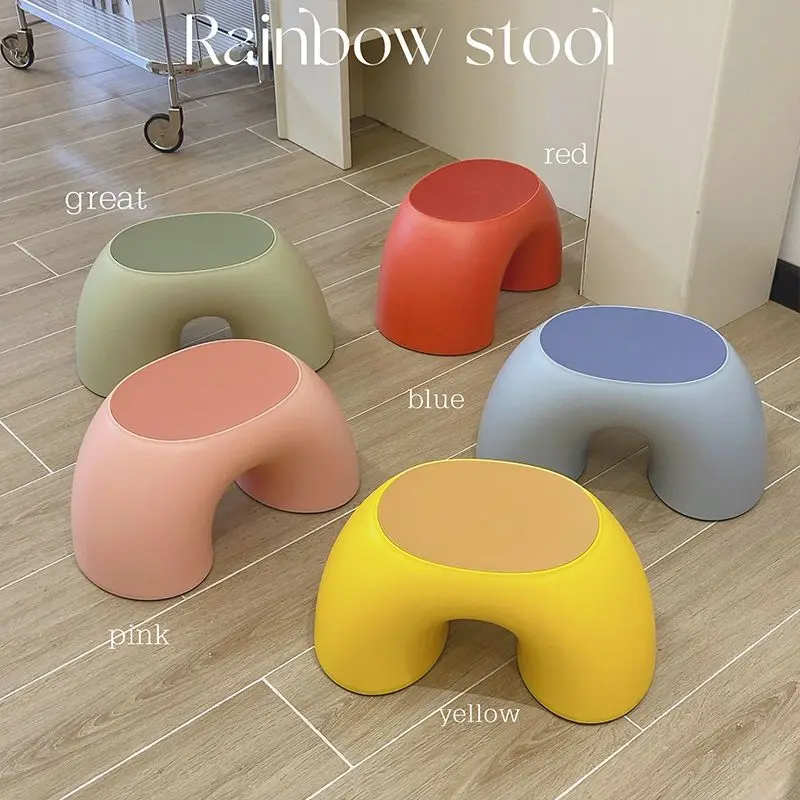 

Rainbow stool children's home low stool dormitory plastic thickened solid step stool shoes stool can sit on the bench