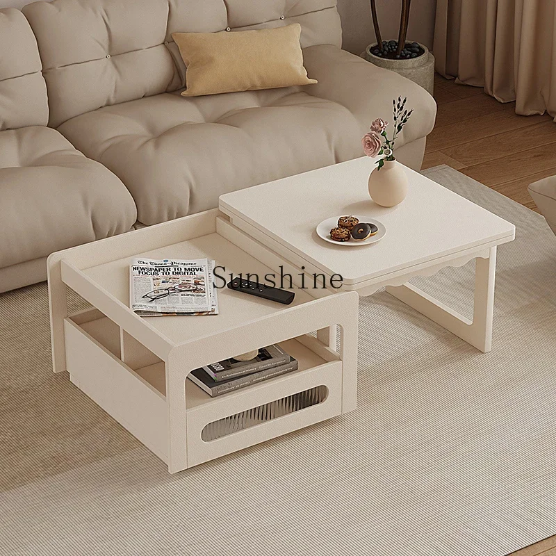 Складной маленький квадратный столик во французском кремовом стиле татами