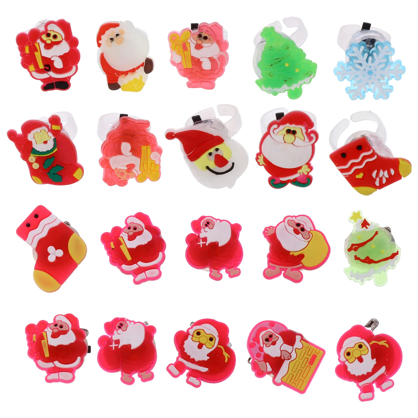 

1 Set/20pcs Xmas Party Flashing Finger Rings Brooch Set (Random Style)