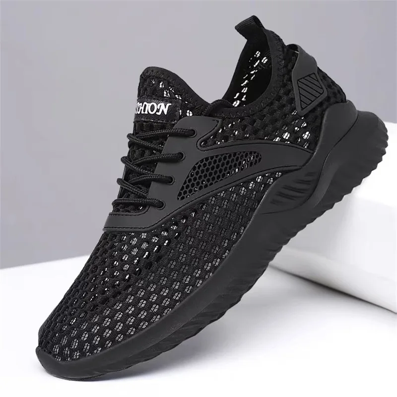 Men Shoes Breathable Mesh Black Sneakers Men Spring Slip On Light Walking Comfort Lace Up White Casual Shoes Tenis Masculino