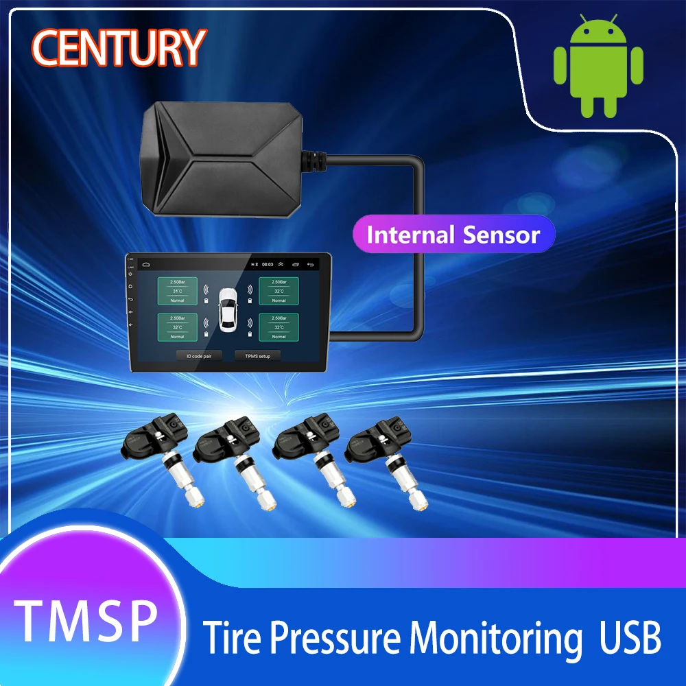 

Система контроля давления в шинах Century Android TPMS для автомобильного радиоплеера, запасные внутренние и внешние датчики давления в шинах