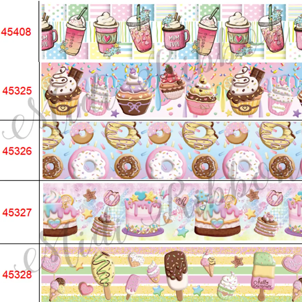 16 мм-75 мм летние мороженое пончики печатная корсажная/эластичная лента DIY банты