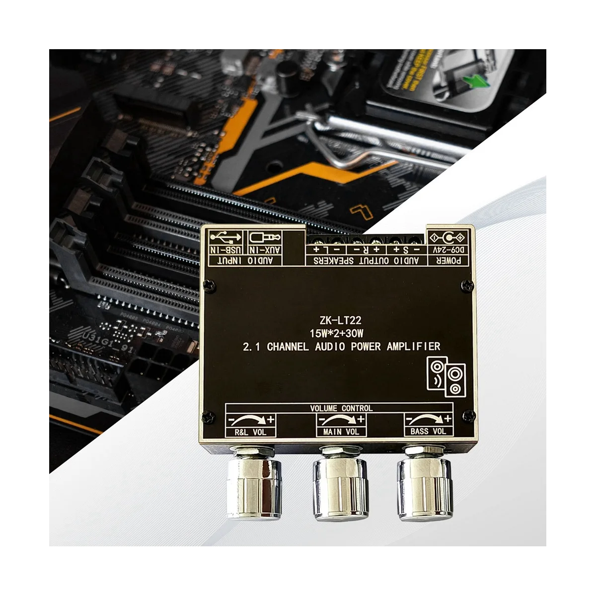 ZK-LT22 5 1 Bluetooth Плата усилителя мощности двойная 15 Вт 2 канальная с сабвуфером 30 для