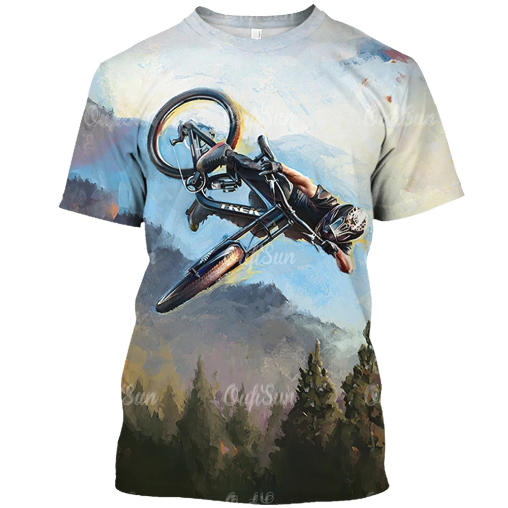 

3D Cycling Men's Casual T-shirt Printed Short Sleeve O-Neck Top Summer Handsome Men's Dress