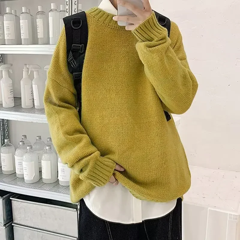 Мужской трикотажный топ с круглым вырезом зимняя легкая повседневная шерстяная