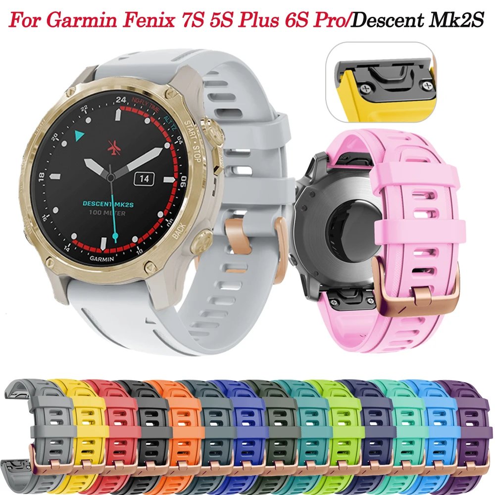 

Silicone 20mm Smartwatch Band Replacetment For Garmin Fenix 7S 5S Plus 6S Pro Strap For Instinct 2S/Descent Mk2S Watchband Belt