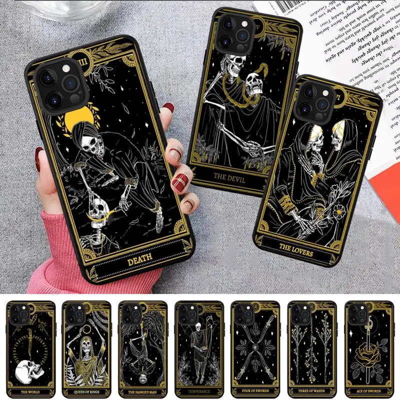 

Death Tarot Phone Case for iPhone 11 12 13 Mini Pro Max 8 7 6 6S Plus X 5 SE 2020 XR XS Funda Case