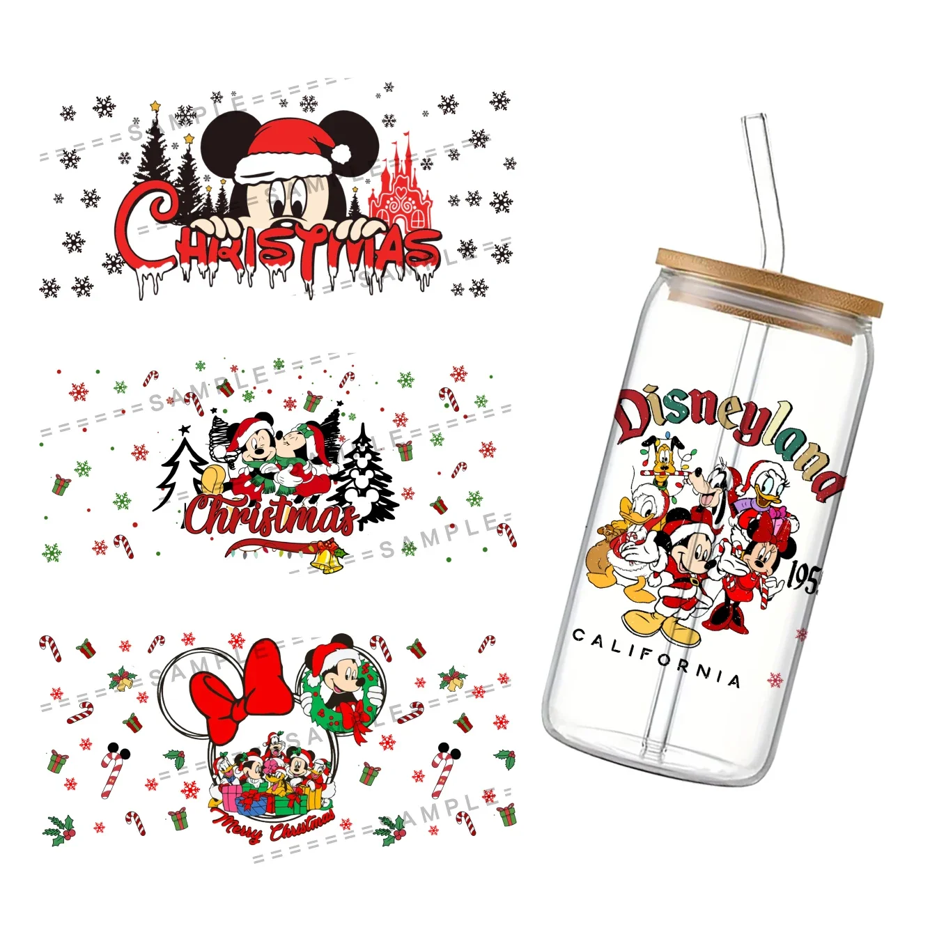 Disney мультфильм Печатный УФ DTF печатная оберточная наклейка для стакана стекло