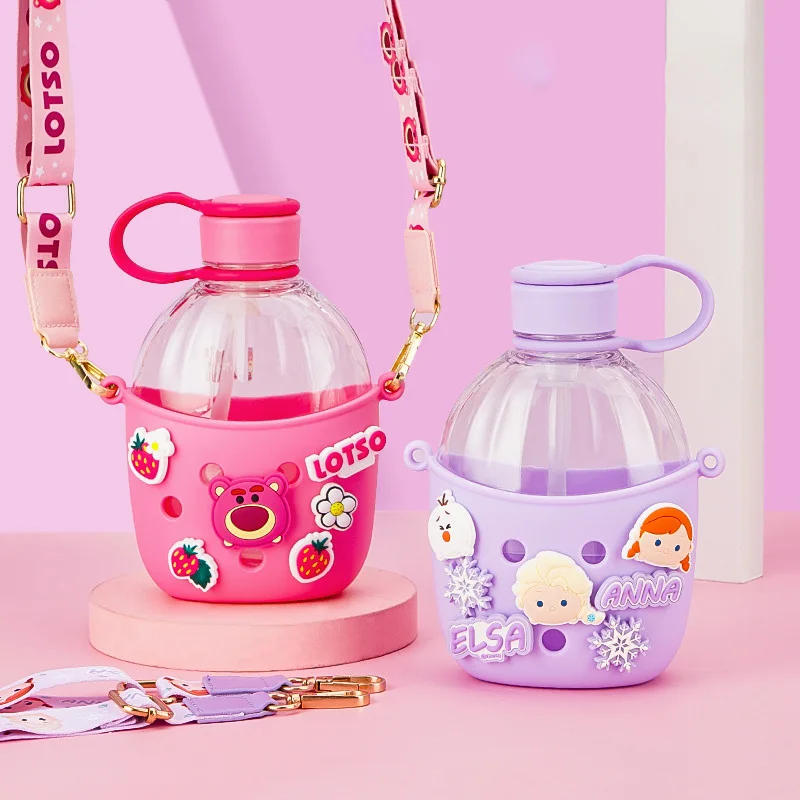 

Kawaii Anime Disney Summer Straw Cup Cartoon Silicone Straight Drinking Cup Portable Dual-use Cup Large Capacity Girl Heart Gift