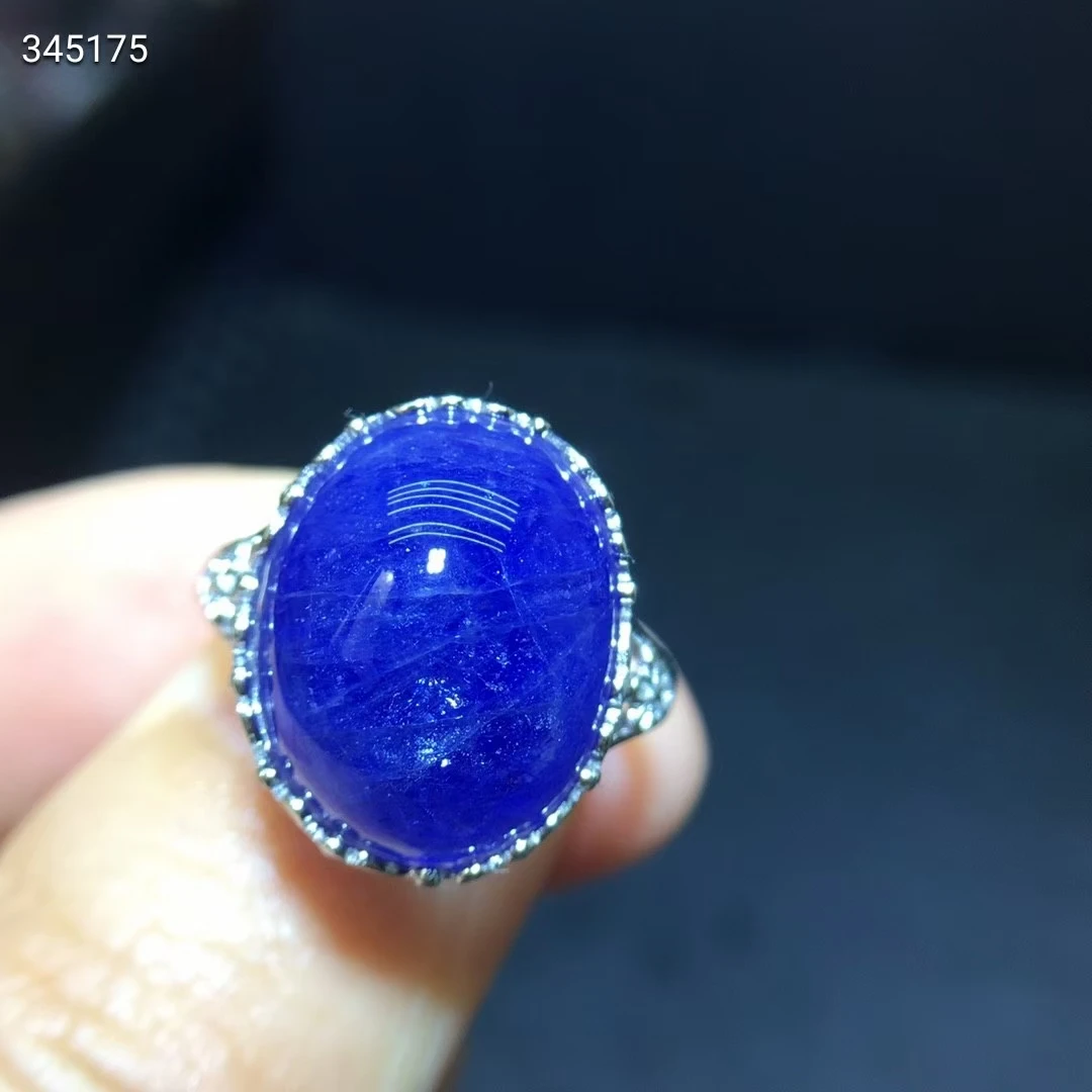 

Natural Blue Tanzanite Tanzania Oval Ring Crystal Women Men Rare Adjustable 13.6/12mm Clear Bead Tanzanite Stone AAAAAA