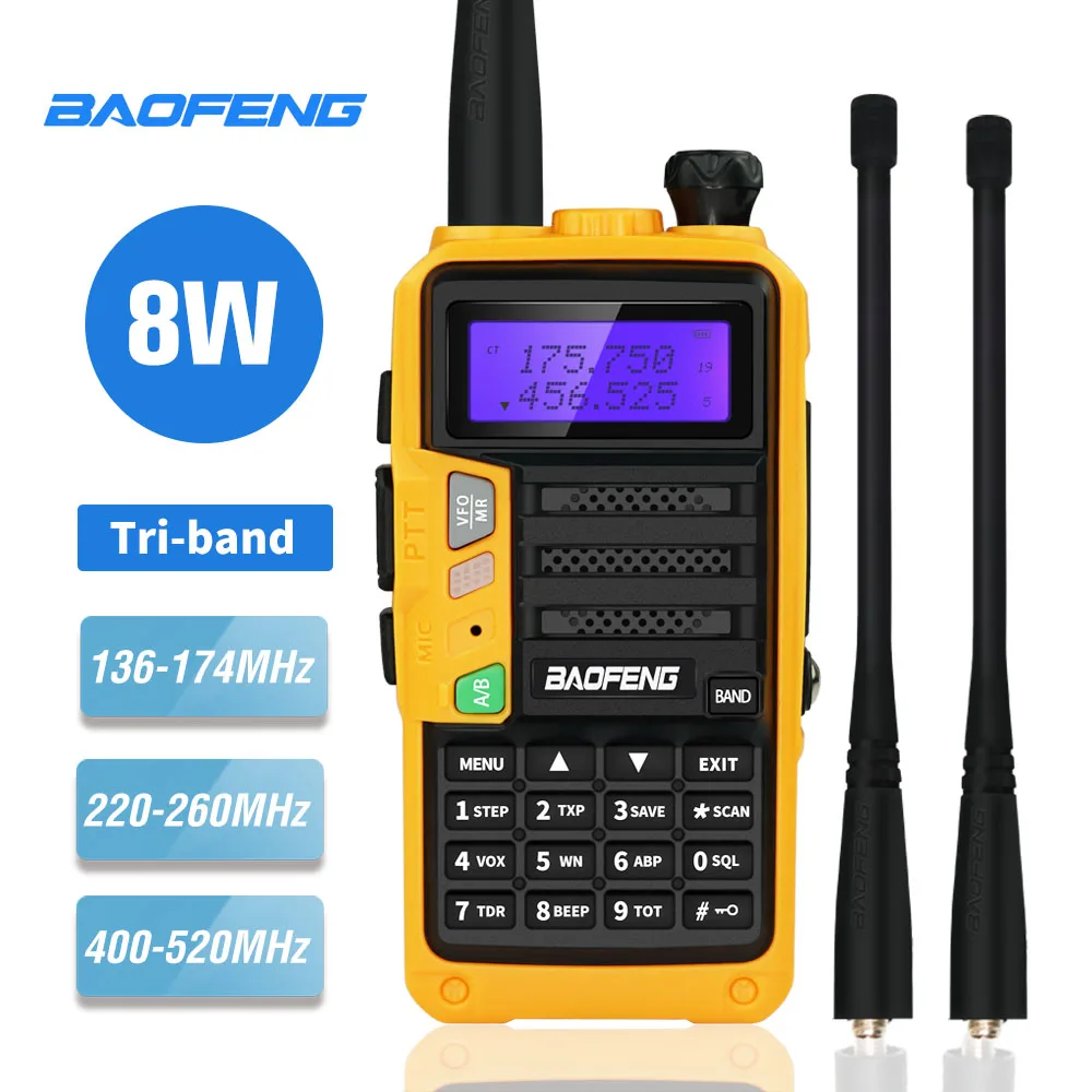Трехдиапазонная портативная рация Baofeng UV-5R Pro 8 Вт двухсторонняя радиосвязь 220-260