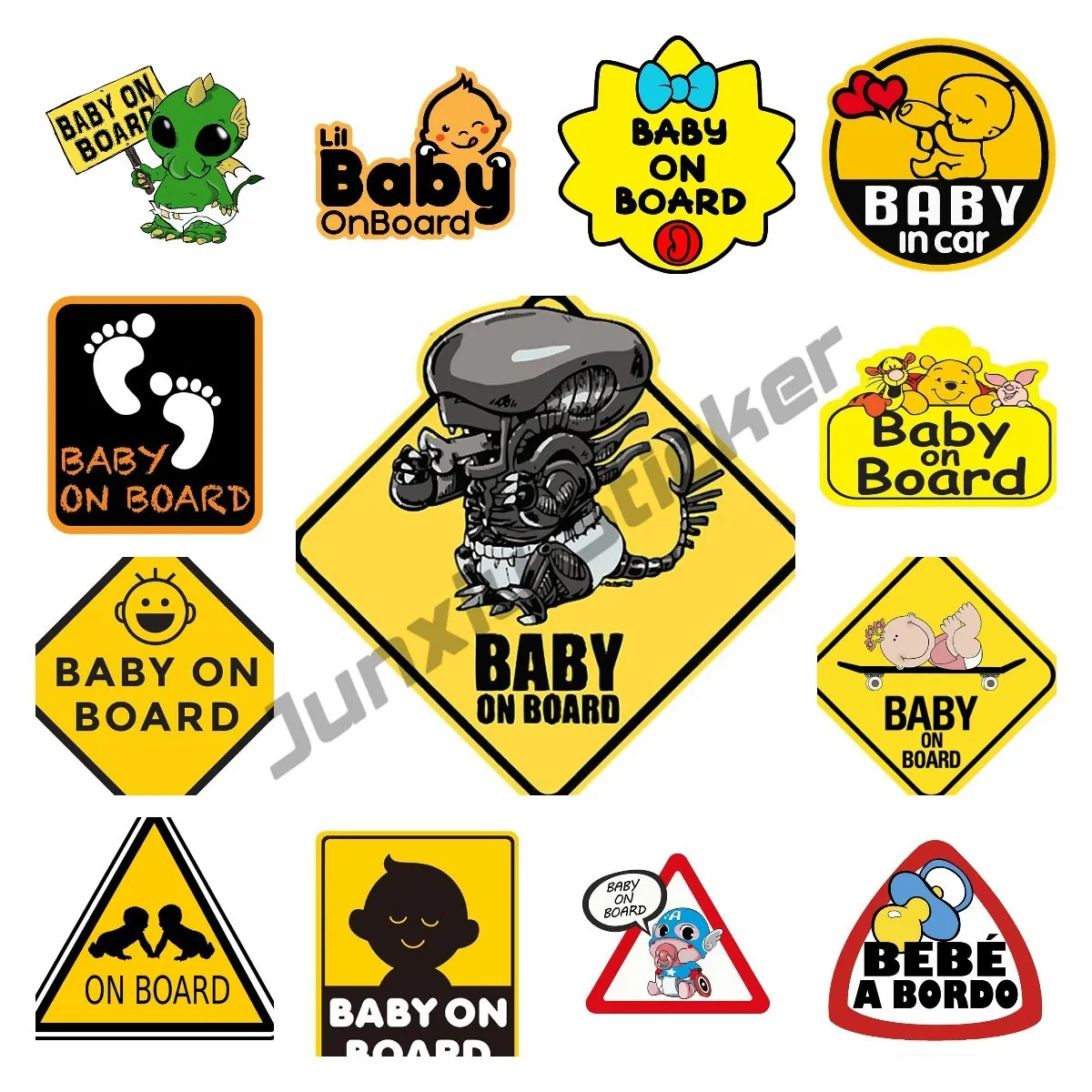 Детский на борту детский предупреждающий мультяшный аниме ребенок в автомобиле