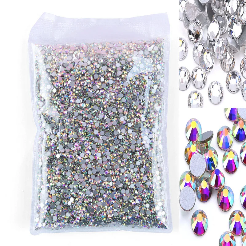 14400pcs Wholesale  Nail Diamond SS3 SS4 SS5 SS6 SS8 SS10 SS12 SS16 High Quality Flat Diamond Bulk Sale Diamonds Free Shipping