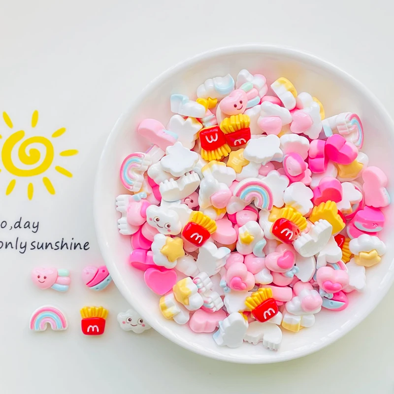 30 шт. новый милый мини кавайный картофель фри радуга облака мороженое смолы Diy
