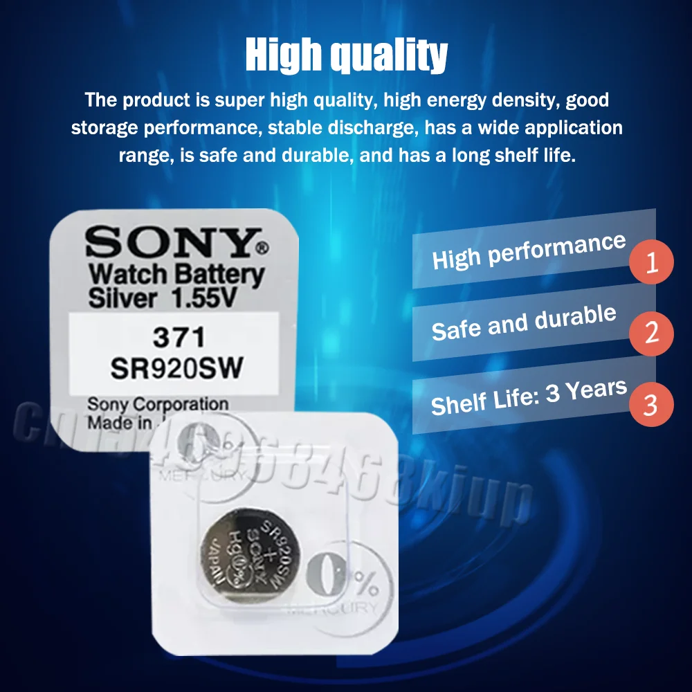 10 шт. оригинальный Sony 371 SR920SW 920 LR920 LR69 AG6 371A 1 55 V таблетка из оксида серебра