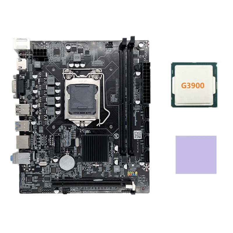 

H110 Computer Motherboard LGA1151 Supports Celeron G3900 G3930 CPU Supports DDR4 Memory With G3900 CPU+Thermal Pad