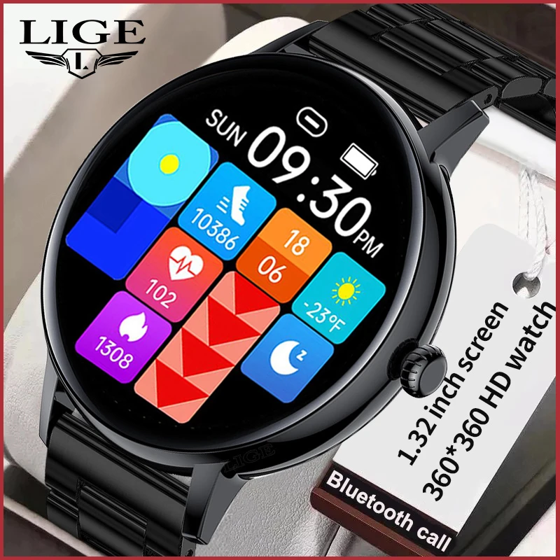 

Lige New Voice Assistant Watch For Men Smart Watch Bluetooth Call Custom Dial Smartwatch Women Multi Sport Mode Clock Pedometer