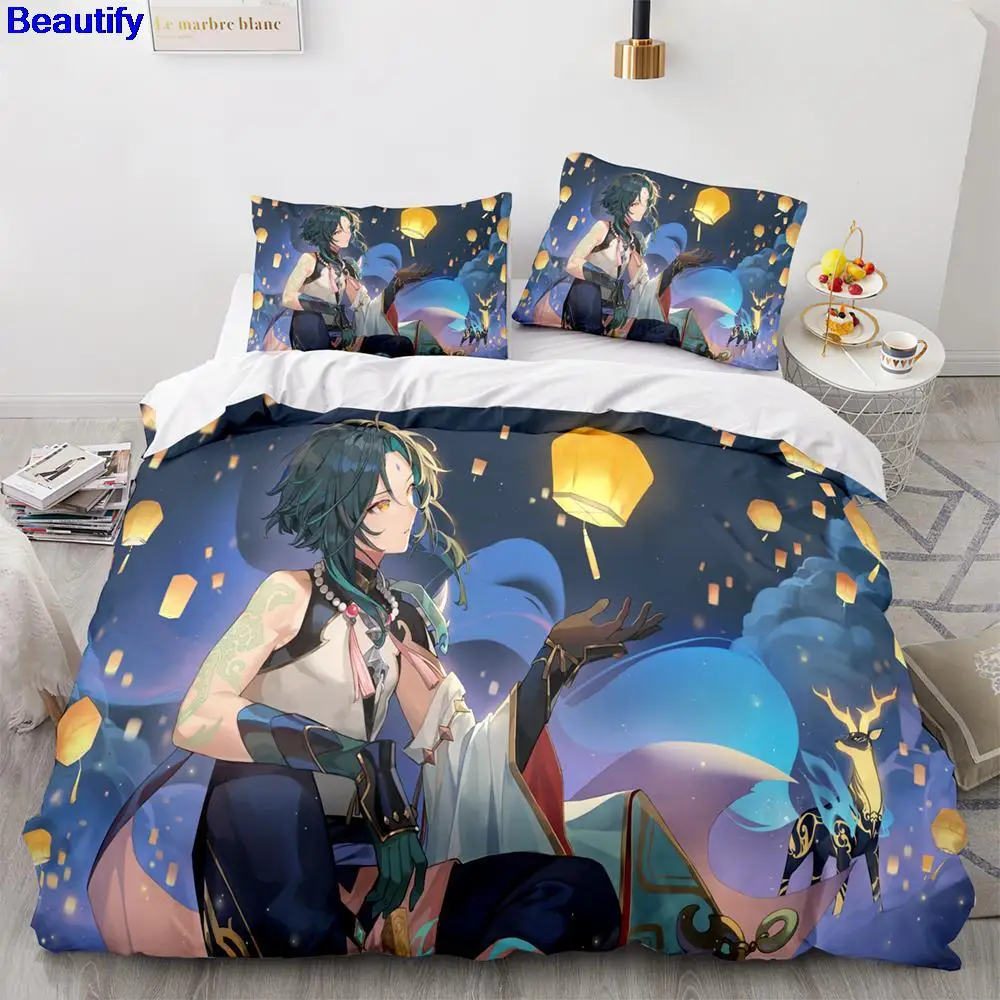 

Beautify Anime Genshin Impact Bedding Set Single Twin Full Queen King Size Genshin Impact Children's Kid Bedroom Duvetcover Sets